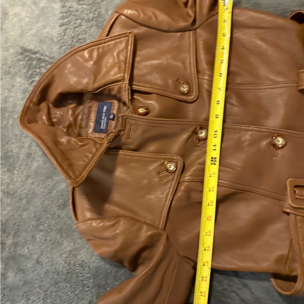 Jones New York Tan Leather Trench Coat - Picture 12 of 12
